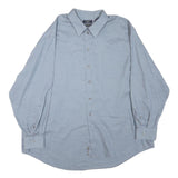 DOCKERS Mens Blue 2XL Cotton Blend Plain Long Sleeve Shirt Button Collar