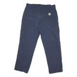 CARHARTT Mens Regular Navy Blue Cotton Blend Zip Trousers W36 L31 Workwear