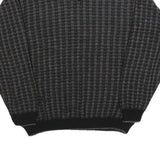 GERALD PALMER Mens Black Patterned Jumper V-Neck Basic Knit M Acrylic Classic