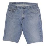 WRANGLER Mens Denim Blue Casual Shorts L W36 Cotton Blend Button Closure