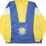 NBA Mens Blue & Yellow Sports Lightweight Nylon Zip Hooded Jacket L Windbreaker