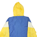 NBA Mens Blue & Yellow Sports Lightweight Nylon Zip Hooded Jacket L Windbreaker