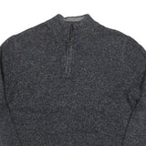 CHAPS Mens Grey Pullover Plain Half Zip Basic Knit Jumper Cotton Blend L