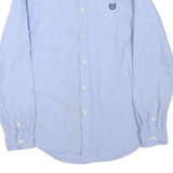 CHAPS Mens Blue Plain Shirt XL Button Down Collar Long Sleeve Cotton Blend