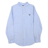 CHAPS Mens Blue Plain Shirt XL Button Down Collar Long Sleeve Cotton Blend