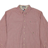 TOMMY HILFIGER Mens Red & White Check Shirt XL Casual Cotton Blend Long Sleeve