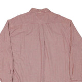 TOMMY HILFIGER Mens Red & White Check Shirt XL Casual Cotton Blend Long Sleeve