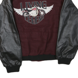 DALLAS LEATHER Mens Burgundy & Black Wool Blend Varsity Jacket L Button Bomber