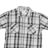 LEVI'S Mens Black & Grey Plaid Short Sleeve Shirt L Casual Cotton Blend Summer