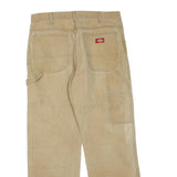 DICKIES Mens Regular Beige Cotton Blend Zip Trousers W32 L30 Workwear Casual