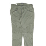 TOMMY HILFIGER Womens Cotton Blend Slim Green Trousers W32 L32 Zip Pockets