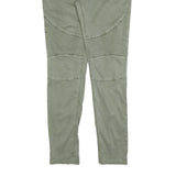 TOMMY HILFIGER Womens Cotton Blend Slim Green Trousers W32 L32 Zip Pockets