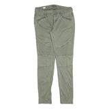 TOMMY HILFIGER Womens Cotton Blend Slim Green Trousers W32 L32 Zip Pockets
