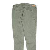 TOMMY HILFIGER Womens Cotton Blend Slim Green Trousers W32 L32 Zip Pockets