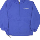 CHAMPION Mens Blue Nylon Hooded Zip Jacket M Sports Casual Lightweight