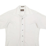 VAN HEUSEN Mens White & Cream Short Sleeve Cotton Blend Shirt S Casual Summer