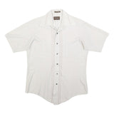 VAN HEUSEN Mens White & Cream Short Sleeve Cotton Blend Shirt S Casual Summer