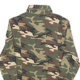 HAODUOYI Mens Green & Brown Camouflage Button Jacket S Cotton Casual Lightweight