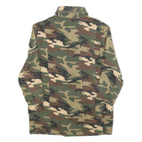 HAODUOYI Mens Green & Brown Camouflage Button Jacket S Cotton Casual Lightweight