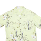 PARADISE MOTION Mens Green Floral Cotton Blend Shirt L Relaxed Summer Beachwear