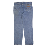 WRANGLER Mens Blue Cotton Denim Regular Fit Straight Leg Medium W36 L32 Zip