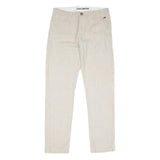 TOMMY HILFIGER Mens Regular Fit Beige Cotton Blend Trousers W32 L30 Casual Smart