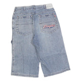 Mens Blue Denim Casual Cargo Shorts M W34 Eagles Embroidered Patch