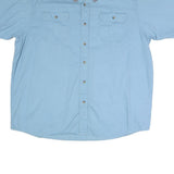 WRANGLER Mens Blue Casual Shirt XL Cotton Blend Button Front Short Sleeve