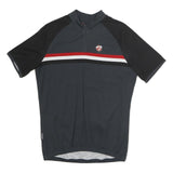 THOMAS Mens Black & Grey Cycling Jersey L Short Sleeve 1/4 Zip Sports Top