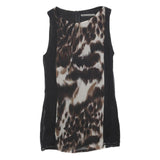 ZARA Womens Black & Brown Animal Print Sleeveless Shift Dress Size M Elegant