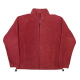 COLUMBIA Mens Red Jacket L Polyester Blend Plain Zip Outdoor Warm Casual