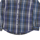 EDDIE BAUER Mens Blue & Grey Plaid Shirt L Casual Cotton Blend Flannel Button