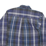 EDDIE BAUER Mens Blue & Grey Plaid Shirt L Casual Cotton Blend Flannel Button
