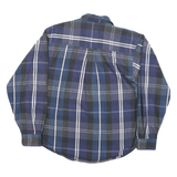 EDDIE BAUER Mens Blue & Grey Plaid Shirt L Casual Cotton Blend Flannel Button