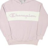 CHAMPION Womens Pink & Cream Logo Pullover Hoodie M Soft Polyester Blend