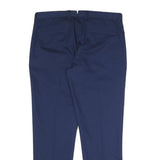 Mens Slim Navy Blue Polyester Blend Zip Trousers W32 L28 Smart Casual Workwear