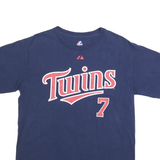 MAJESTIC Mens Blue Twins 7 Graphic T-Shirt M Short Sleeve Crew Neck Baseball