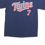 MAJESTIC Mens Blue Twins 7 Graphic T-Shirt M Short Sleeve Crew Neck Baseball