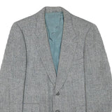 HARRIS TWEED Mens Grey Wool Herringbone Blazer Jacket M Woven Button Closure