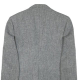 HARRIS TWEED Mens Grey Wool Herringbone Blazer Jacket M Woven Button Closure