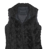 Womens Black Faux Fur Jacket S Polyester Blend Button Closure Soft