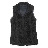 Womens Black Faux Fur Jacket S Polyester Blend Button Closure Soft