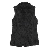 Womens Black Faux Fur Jacket S Polyester Blend Button Closure Soft