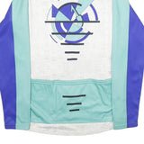 SANTINI Mens Blue & Green Polyester Cycling Jacket 2XL Zip Sportswear Design