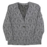 MARINA RINALDI Womens Black Jacket M Polyester Blend Button Paisley Pattern