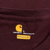 Carhartt Long Sleeve T-Shirt - Large Burgundy Cotton