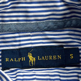 Ralph Lauren Striped Short Sleeve Shirt - Small Blue Cotton