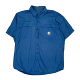 Carhartt Rip Stop Short Sleeve Shirt - XL Blue Polyester