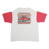 COTTON KING Mens White & Red Graphic T-Shirt XL Short Sleeve Henley Button