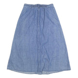 Womens Blue Cotton Blend Denim A-Line Knee Length Woven Button Skirt M Casual